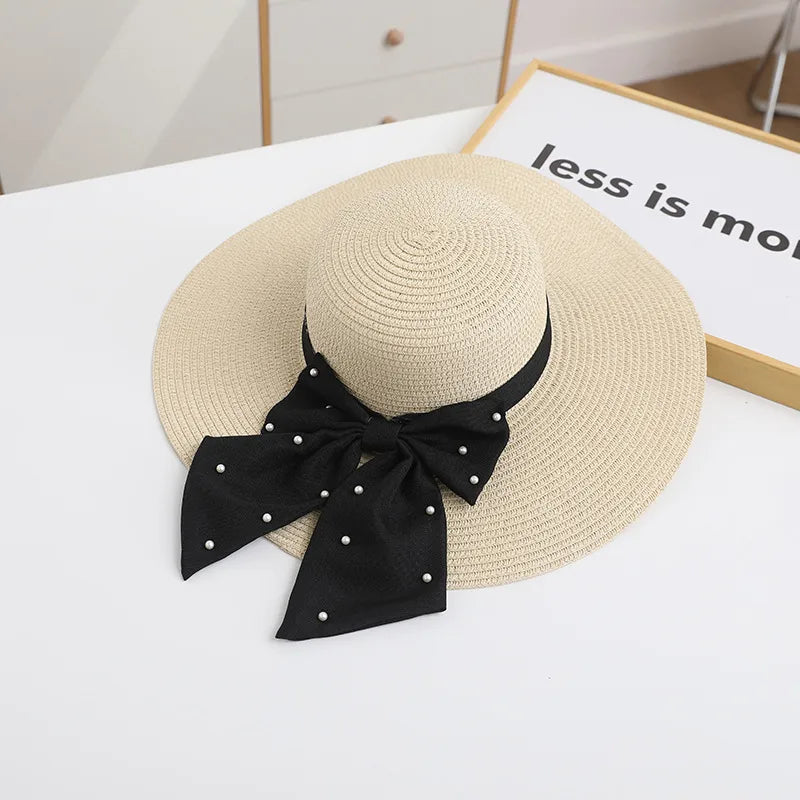 women's simple style classic style color block wide eaves straw hat