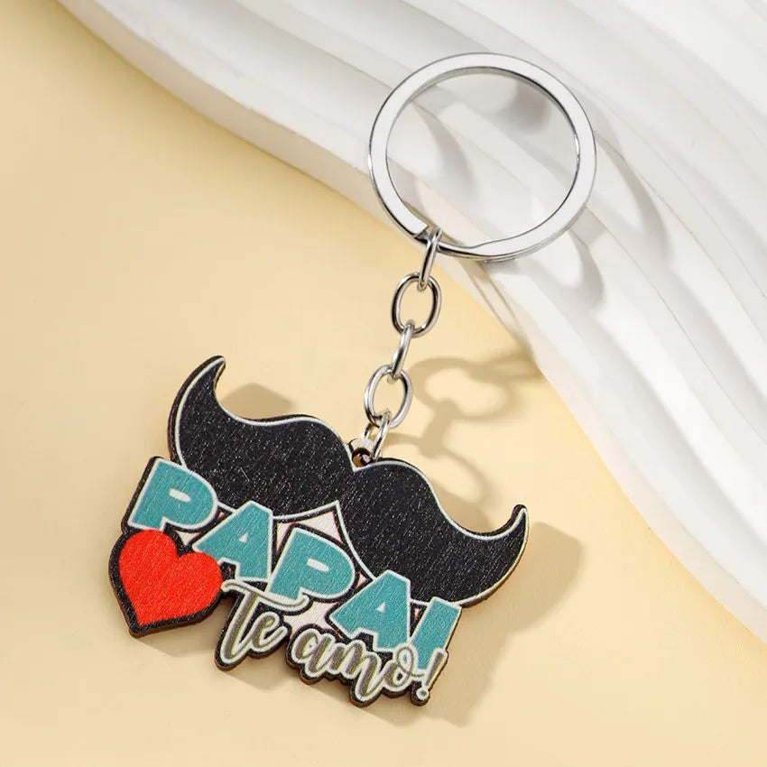 Modern Style Letter Wood Father'S Day Unisex Keychain