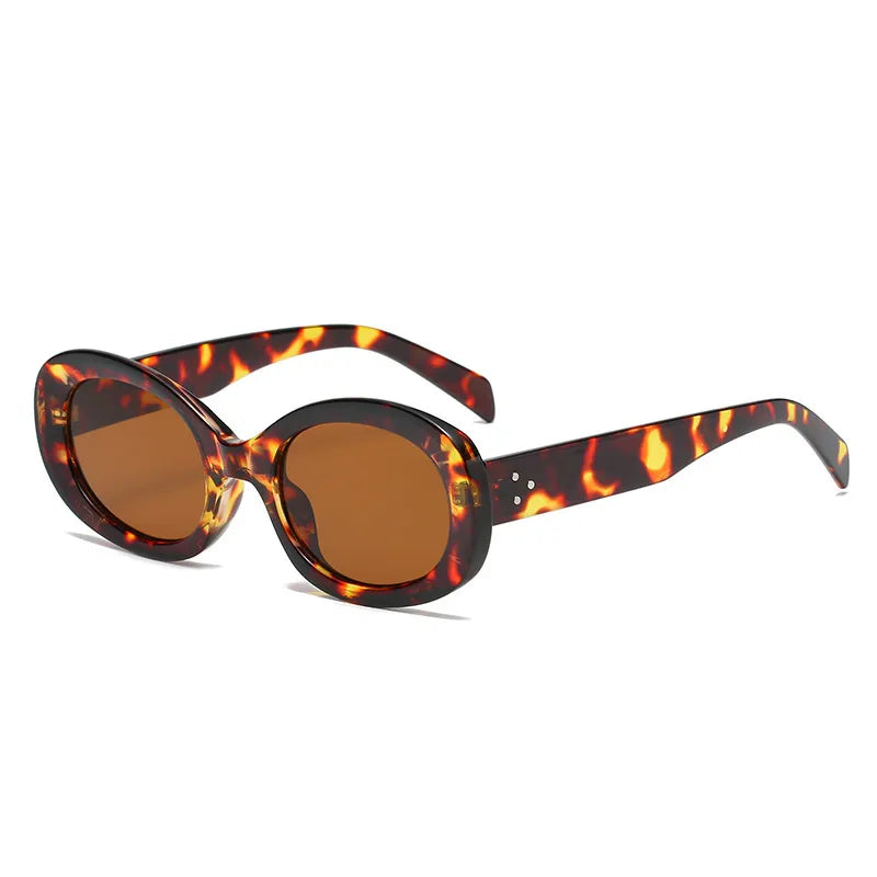 simple style solid color ac oval frame full frame men's sunglasses