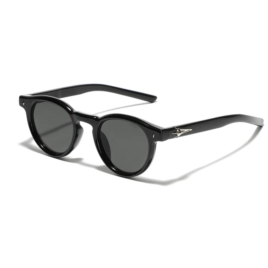 classic style solid color ac round frame full frame men's sunglasses
