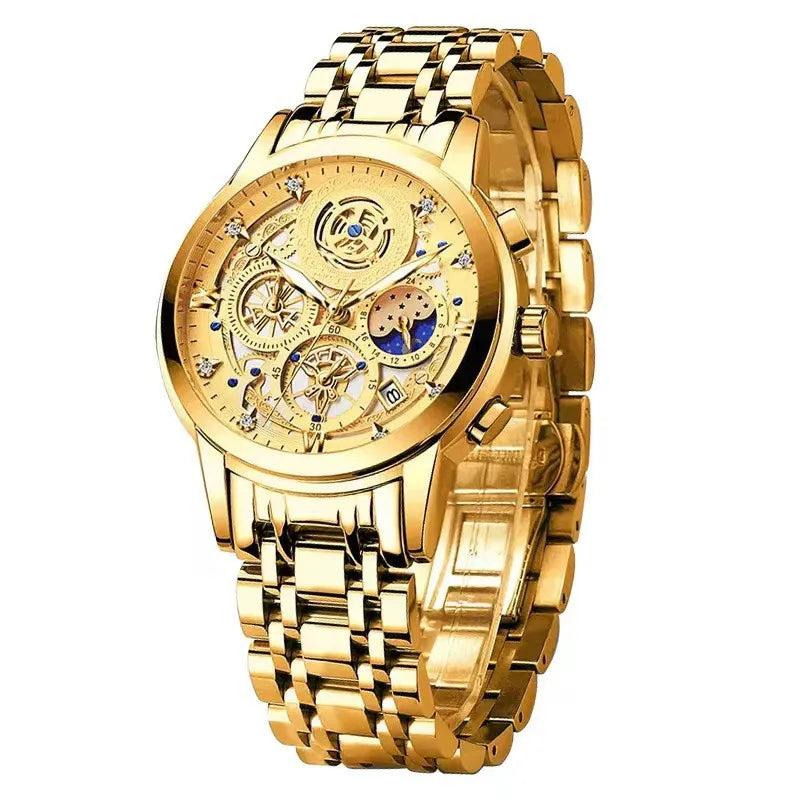 Elegant Color Block Butterfly Double Snap Quartz Watch Men's Watches