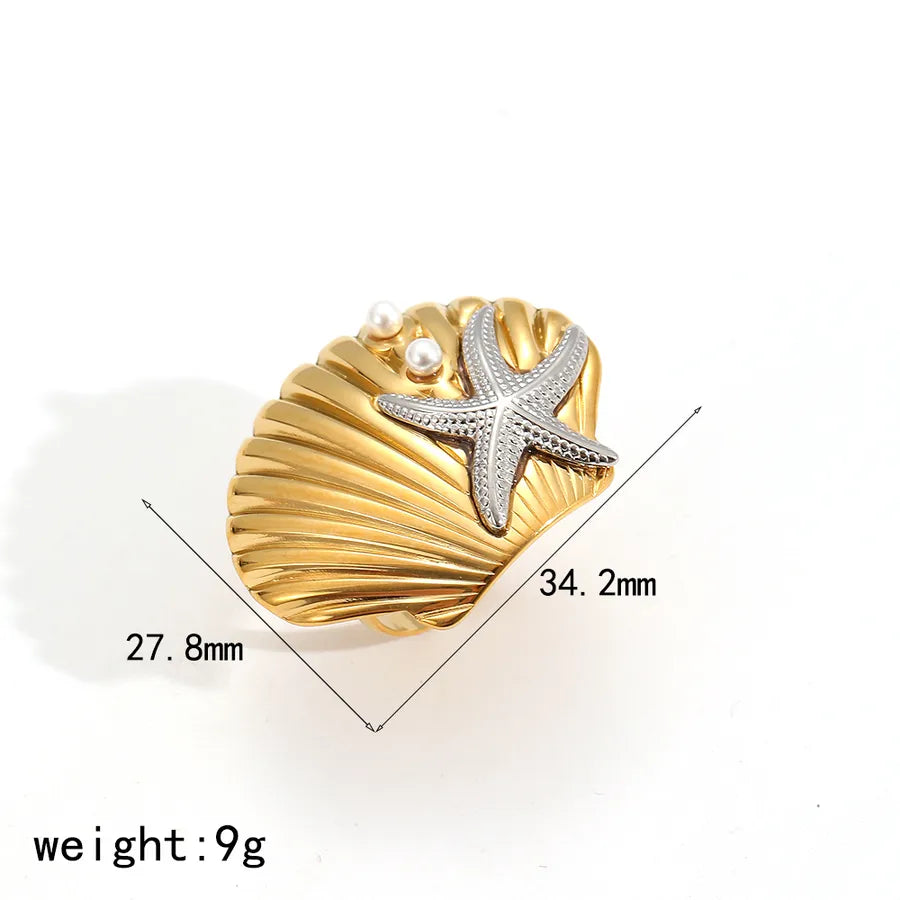 Wholesale Jewelry IG Style Marine Style Starfish 304 Stainless Steel 18K Gold Plated Rings Earrings