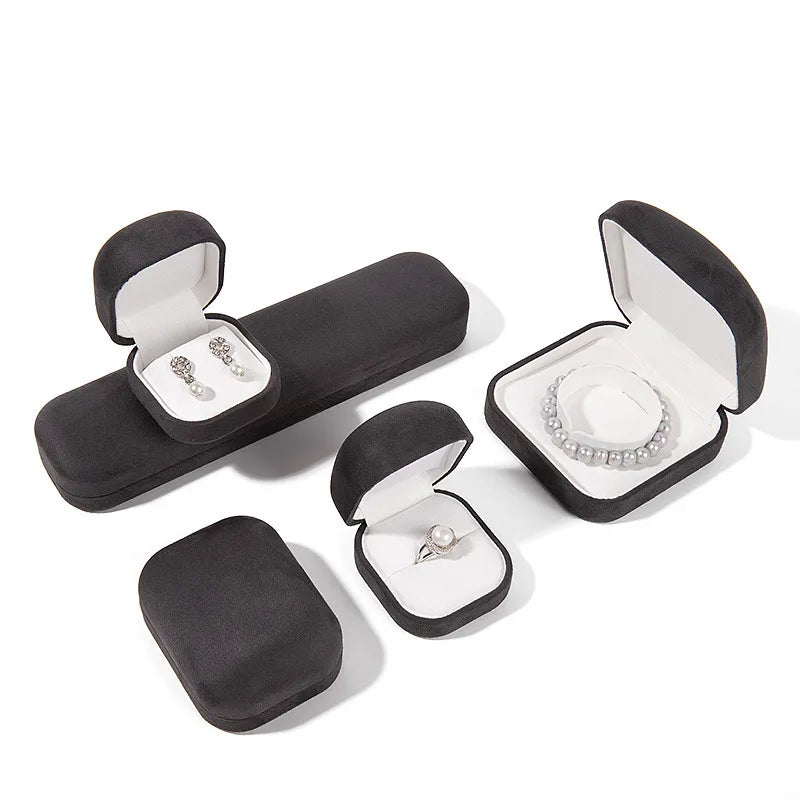 simple style solid color flannel jewelry boxes