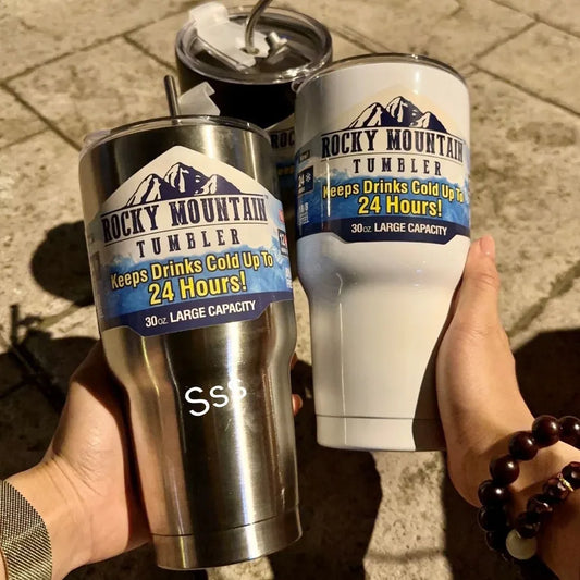 Large Ice Cup Food Grade 304 Stainless Steel Cold and Heat Preservation Double Drink Summer Coffee Cup Vehicle-Borne Cup Portable Men and Women Ins