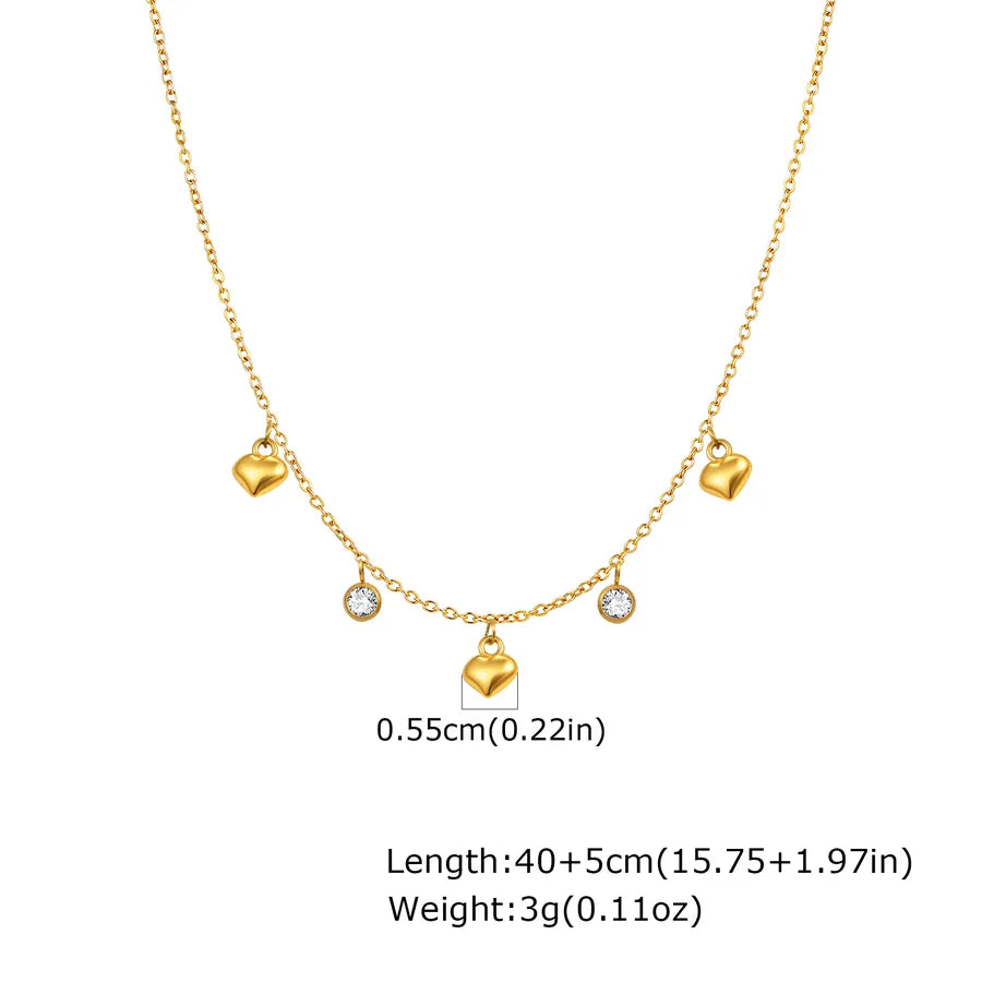 Wholesale Jewelry IG Style Casual Shiny Star Heart Shape 201 Stainless Steel Zircon 18K Gold Plated cable chain Necklace