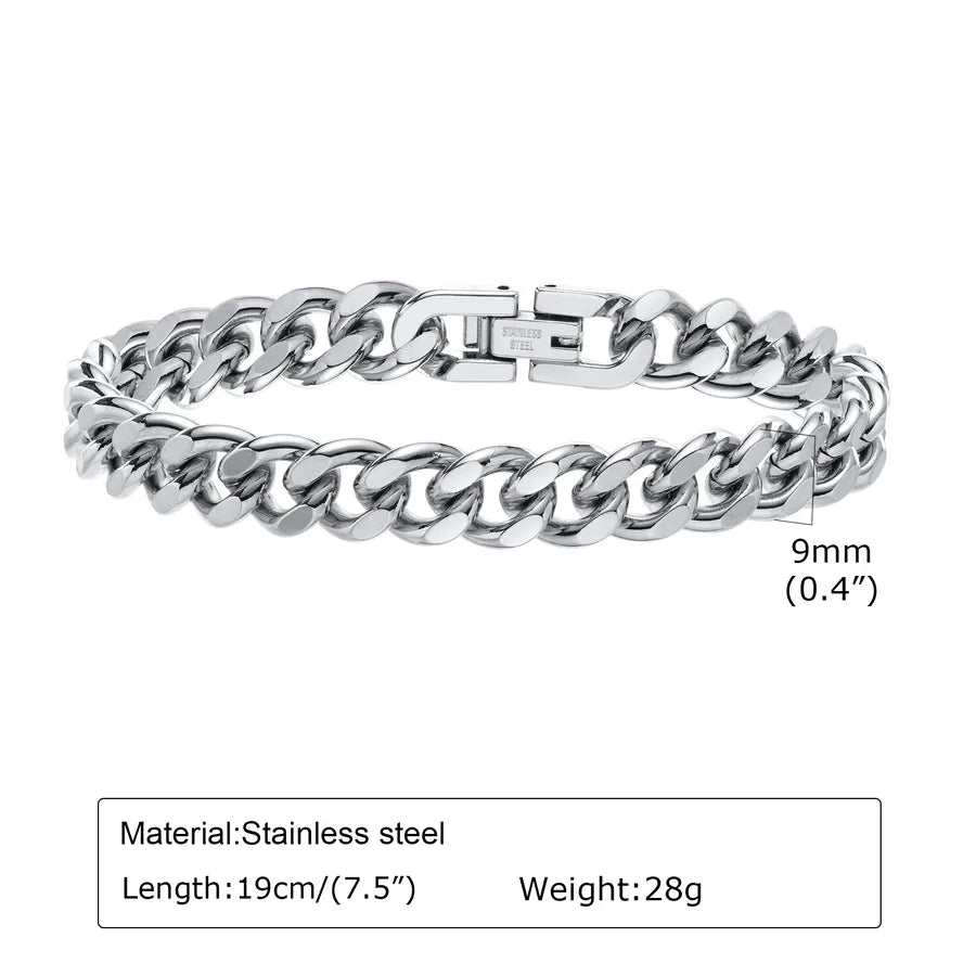 Simple Style Solid Color Stainless Steel Men's Bracelets