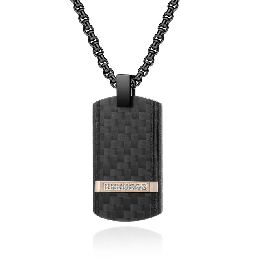 Hip-Hop Retro Geometric Titanium Steel Plating Inlay Zircon Men's Pendant Necklace