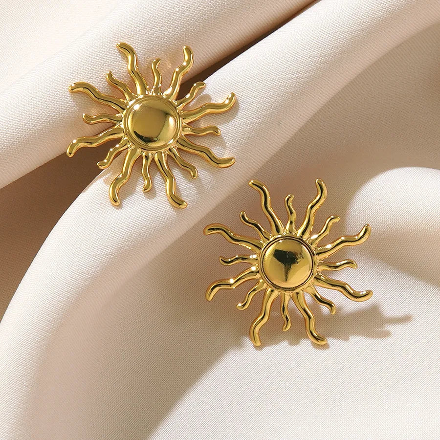1 Pair Casual Vacation Streetwear Sun 304 Stainless Steel Imitation Gold Ear Studs