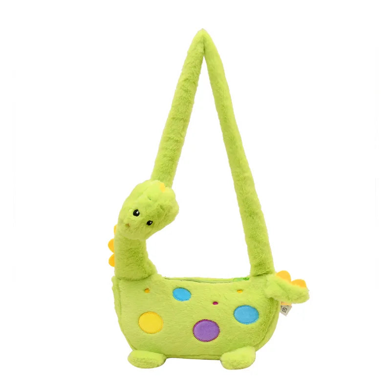 New Dinosaur Shoulder Bag Cute Alpaca Cartoon Plush Bag Crossbody Backpack Girl Birthday Gift Wholesale