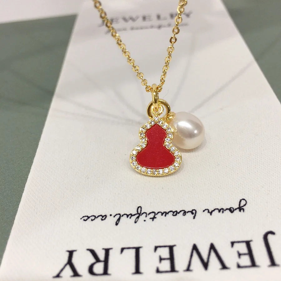 Zhuji Pearl Lucky Gourd Natural Freshwater Pearl Pendant Seashell Fritillaria Fulu Pearl Necklace Gift Wholesale