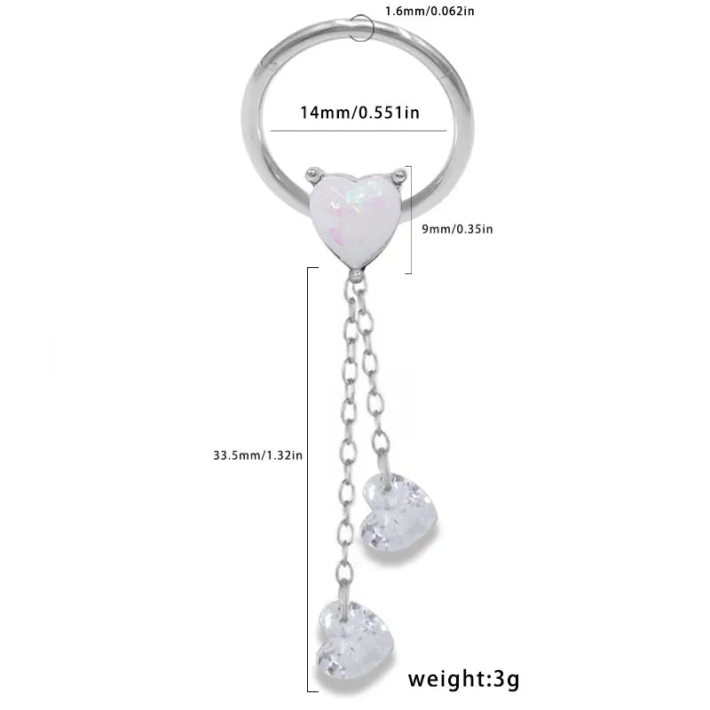 1 Piece Nipple Rings & Studs Hip-Hop Rock Heart Shape 316L Stainless Steel Copper Plating Acrylic Rhinestones White Gold Plated