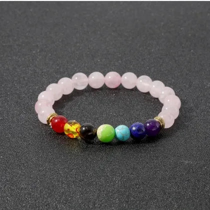Factory direct supply colorful natural stone yoga bracelet lava volcanic stone woven elastic bracelet hot sale