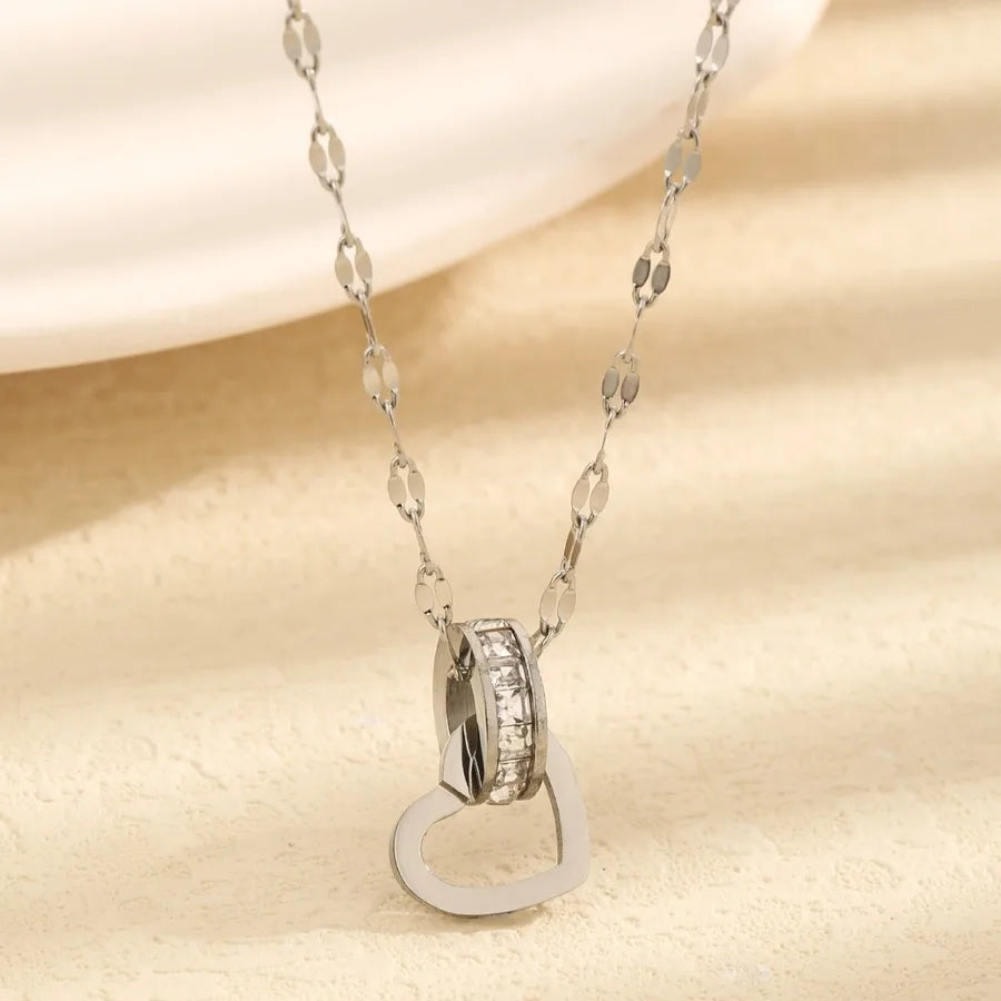 Wholesale Jewelry Vintage Style Simple Style Geometric 304 Stainless Steel 18K Gold Plated cable chain Pendant Necklace
