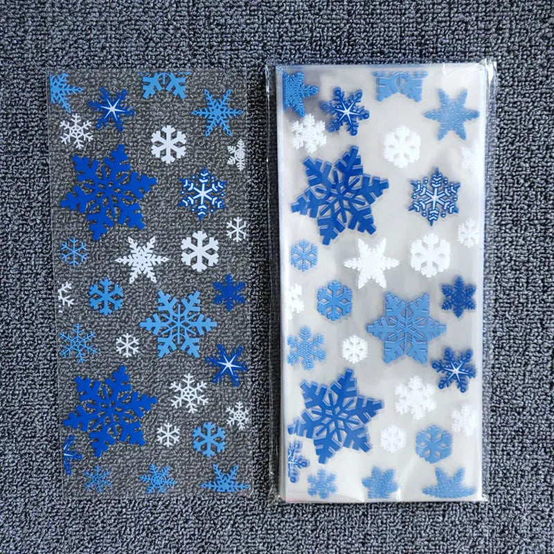 Spot wholesale OPP flat pocket transparent universal baking biscuit packaging bag Christmas candy snowflake bag