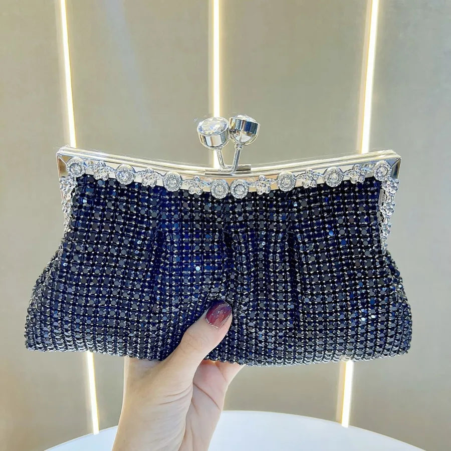 New Retro Luxury Women's Handbag Dinner Clutch Small Shoulder Crossbody Bag Elegant Square Shape Polyester Platinum Bag
