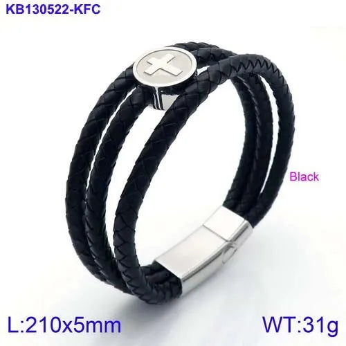 basic punk geometric cross titanium steel men's bangle