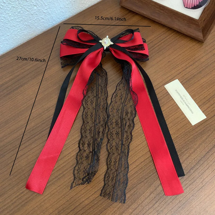 Cute Retro Preppy Style Women's Bow Knot Fabric Spring Clip