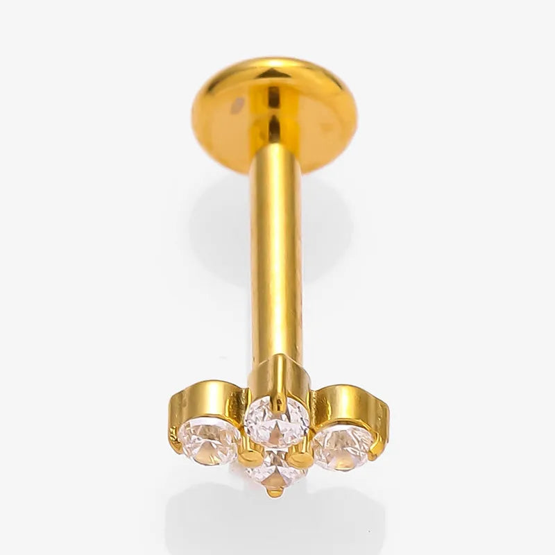 1 Piece Lip Rings Simple Style Commute Crown Butterfly Titanium Steel Inlay Zircon 18K Gold Plated Ear Cartilage Rings & Studs