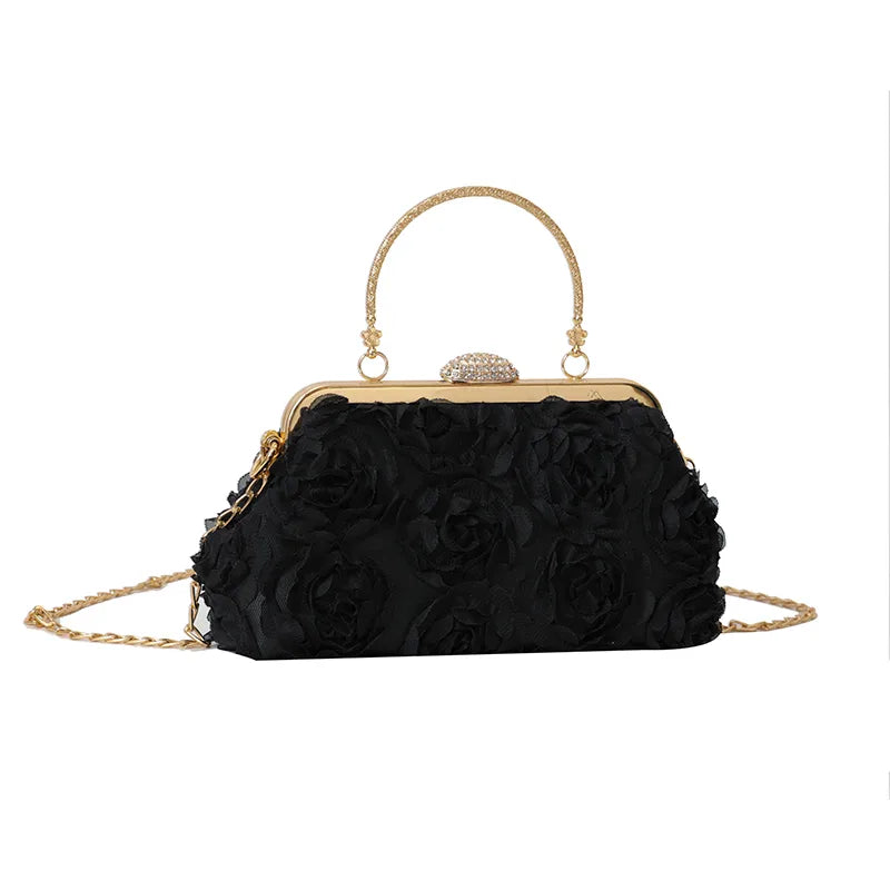 white pink black special fabric solid color lace pillow shape folds evening bags