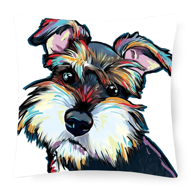cute pastoral cartoon dog plush throw pillow