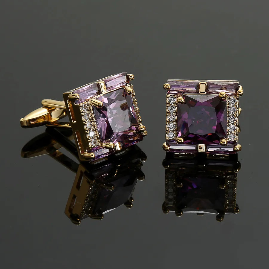 Simple Style Square Alloy Inlay Zircon Unisex Cufflinks 1 Pair