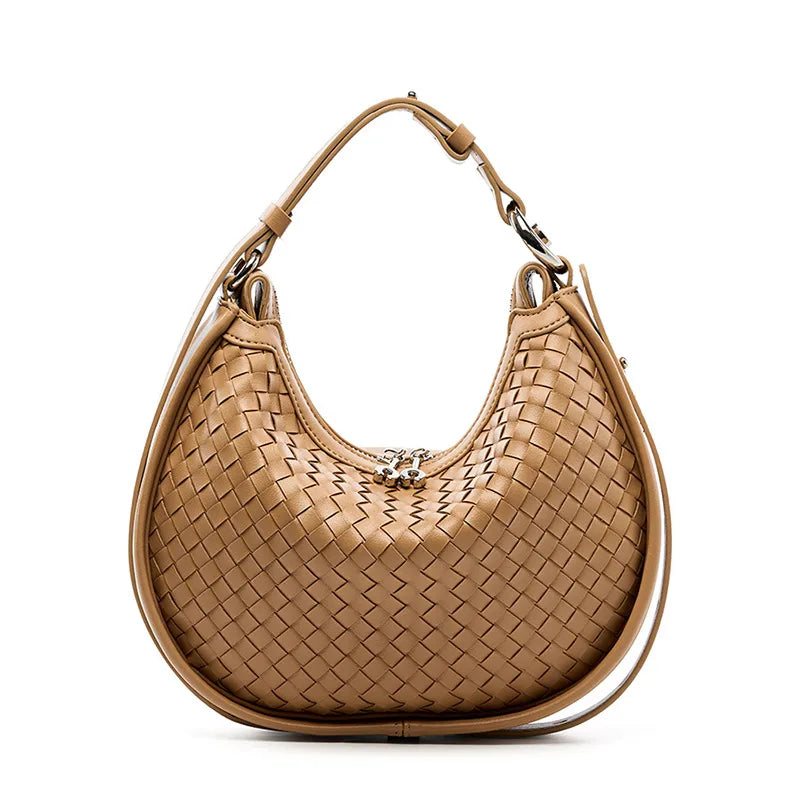 Women's Medium Two-Layer Cowhide Leather Solid Color Basic Classic Style Pillow Shape Zipper Underarm Bag
