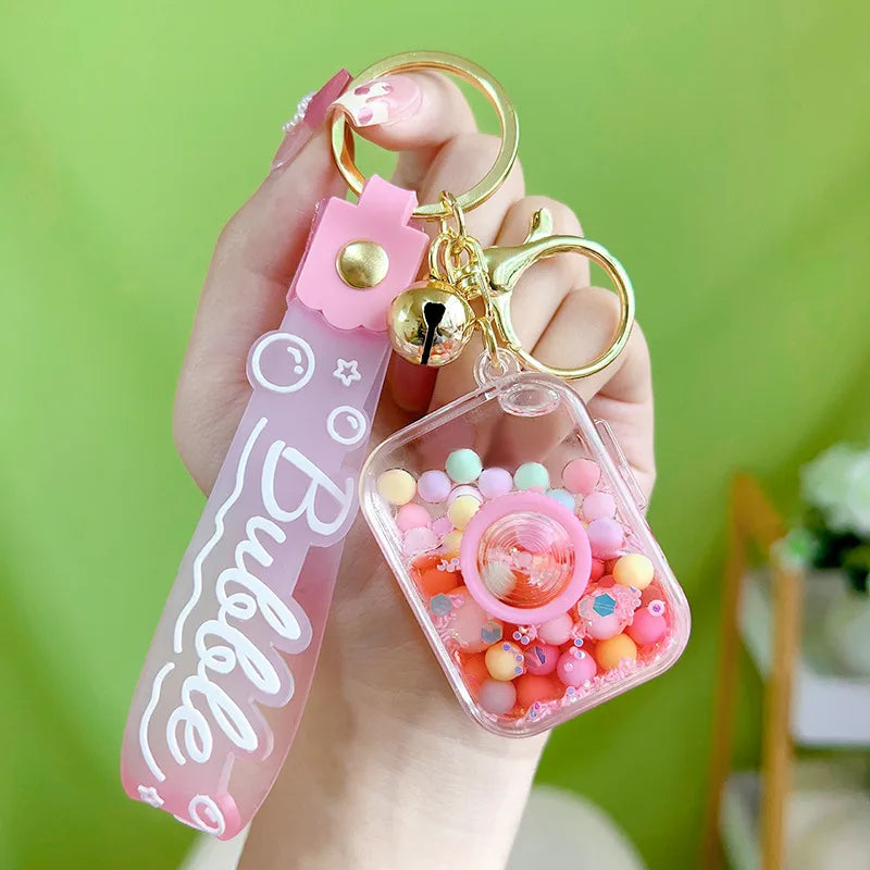 Acrylic Keychain Cute Sandflow Bottle Bag Pendant Toy Christmas Valentine Wedding Graduation Birthday Gift Keyring Decoration