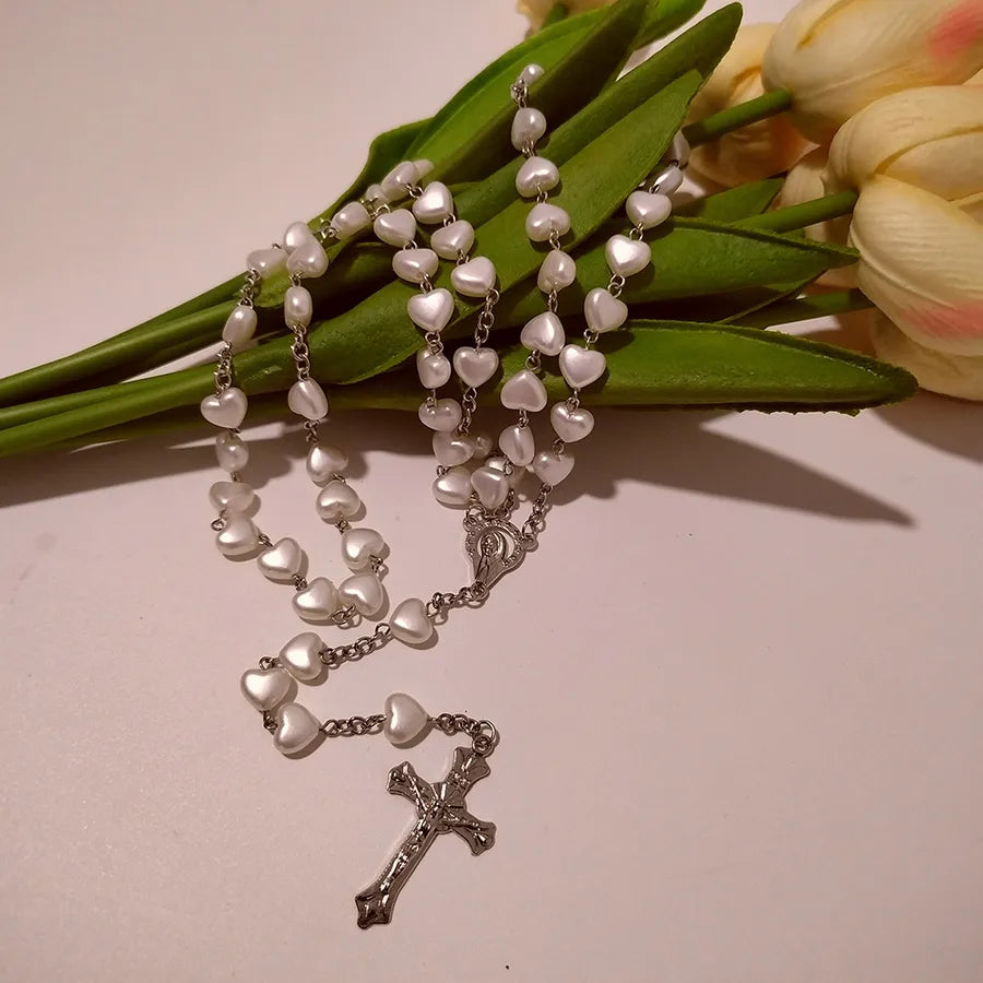 59 8mm10mm love pink rosary necklace Virgin Mary rosary L chain best selling