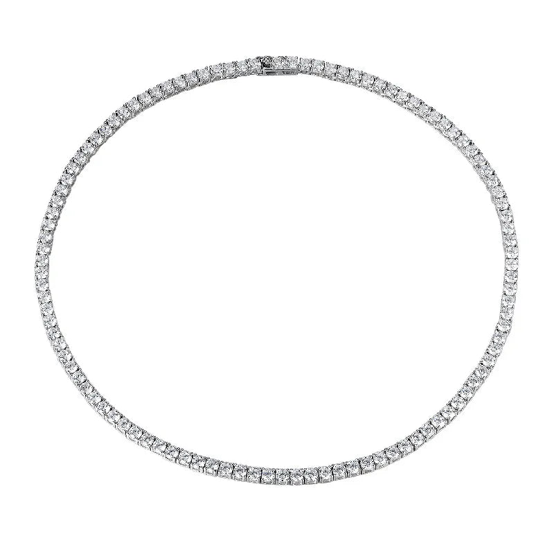 Full Drill Four Claw Embedded 5mm Necklace Unisex Hip Hop Simple 925 Sterling Silver Geometric Patterned Chain Jewelry