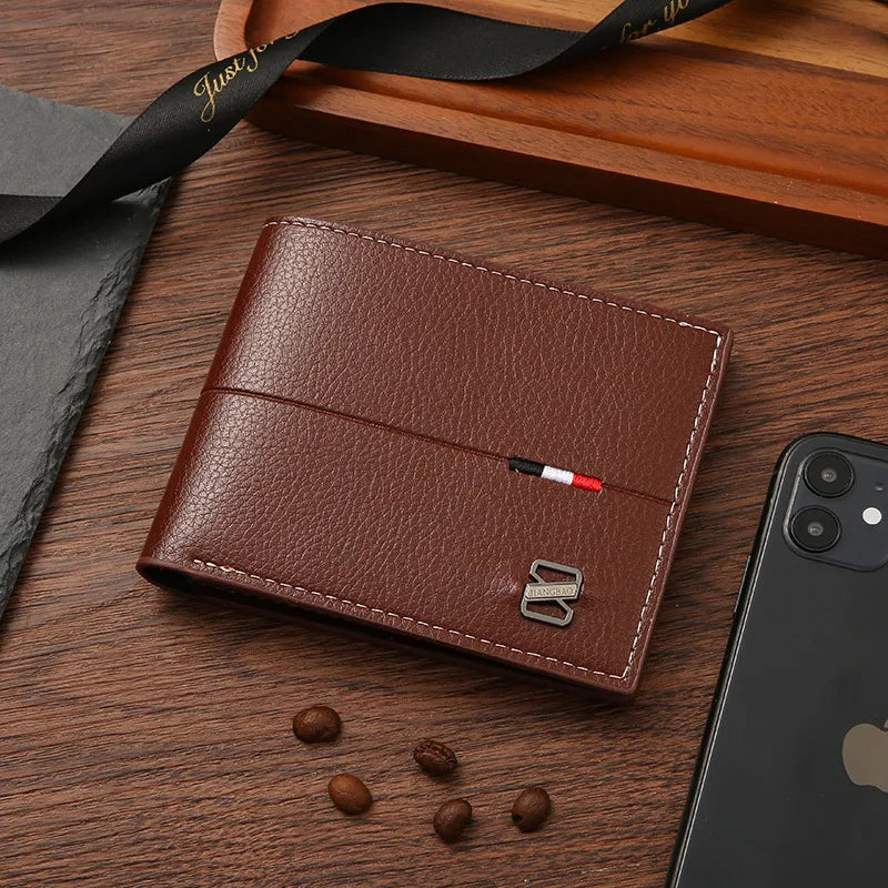 Men's Solid Color PVC Open Small Wallets