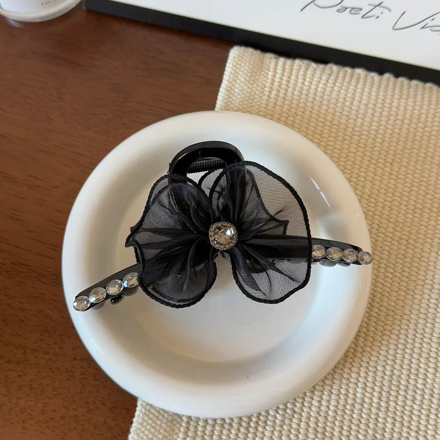 Large Black Lace Mesh Hair Clip New Style Half Updo Hair Accessories For Women Shark Clamp Princess Runaway Hair Clip