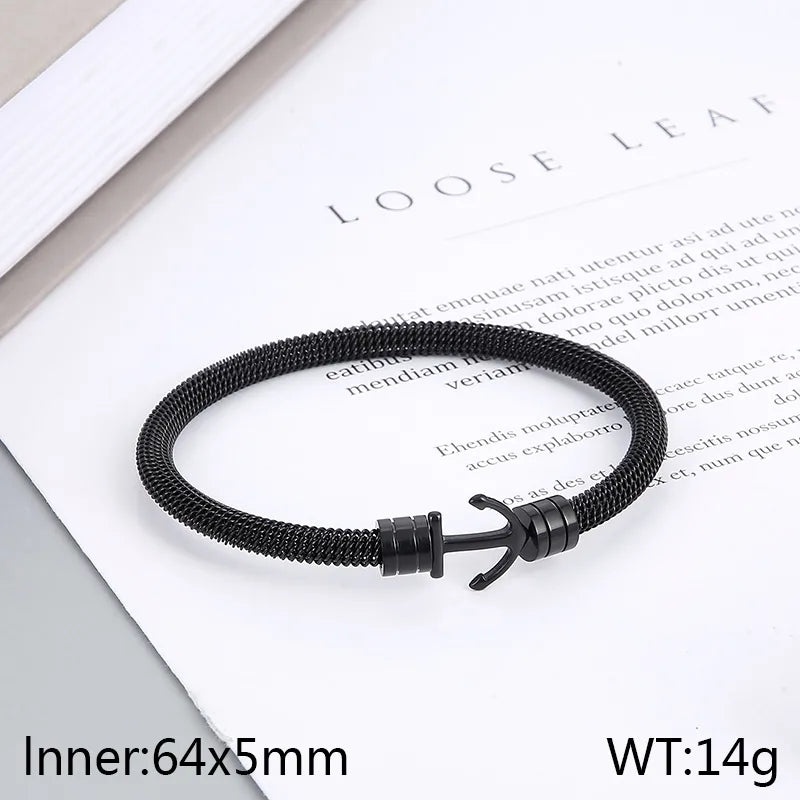 Simple Style Anchor 304 Stainless Steel 18K Gold Plated Unisex Bangle Men Chain Bracelets