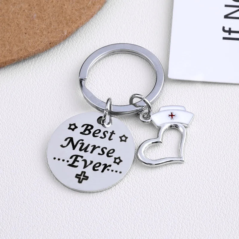 1 piece fashion letter heart shape flower metal titanium steel unisex keychain