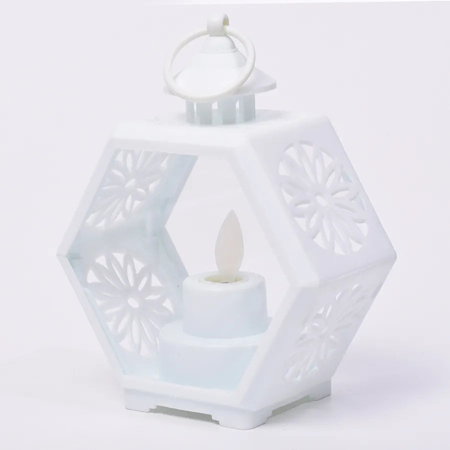 Retro Hexagonal Lantern Electronic Candle Light Decorative Ornaments Handheld Atmosphere Night Lamp Small Candle Light