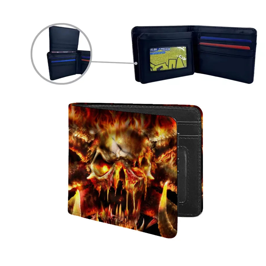 Men's Skull Pu Leather Polyester Flip Cover Small Wallets
