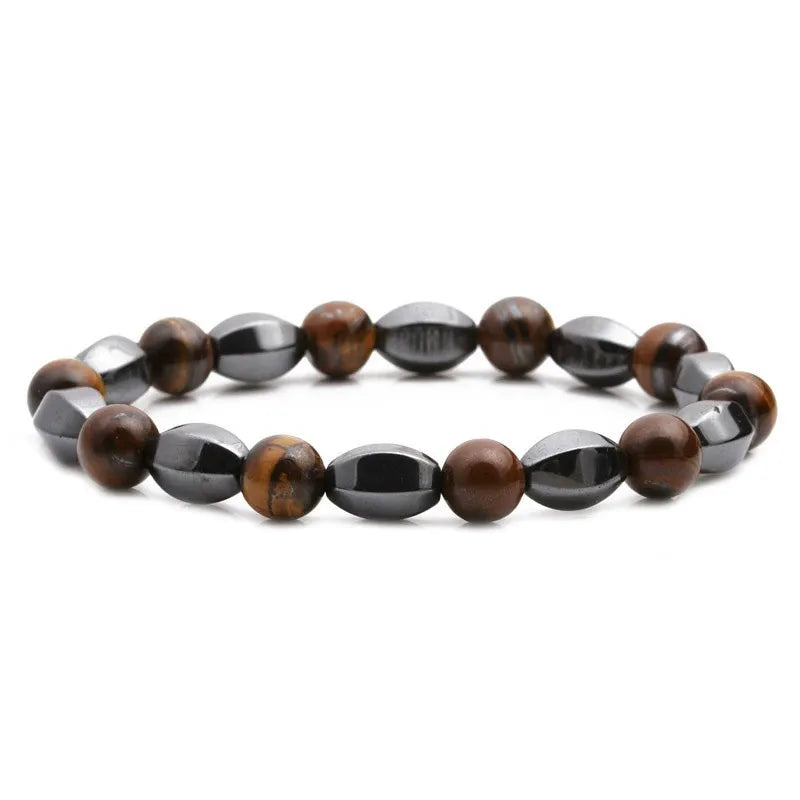 Retro Classic Style Geometric natural stone Tiger Eye black gallstone Bracelets In Bulk