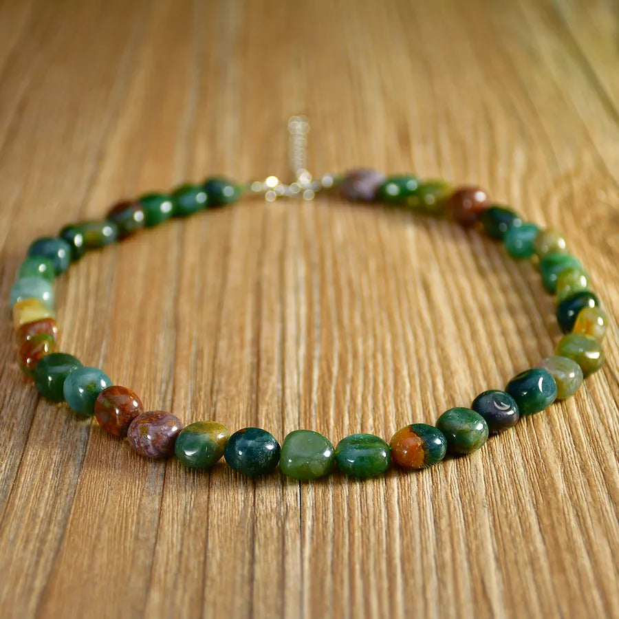 Elegant Lady Pastoral Geometric natural stone Beaded Chain Necklace In Bulk