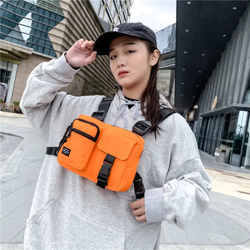new trendy brand tactical vest men's light functional hip-hop multi-functional waist bag