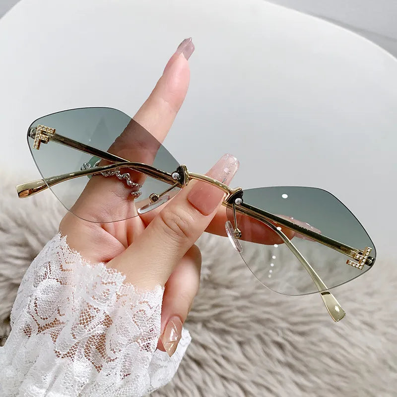 Basic Simple Style Solid Color Ac Special-Shaped Mirror Frameless Women's Sunglasses