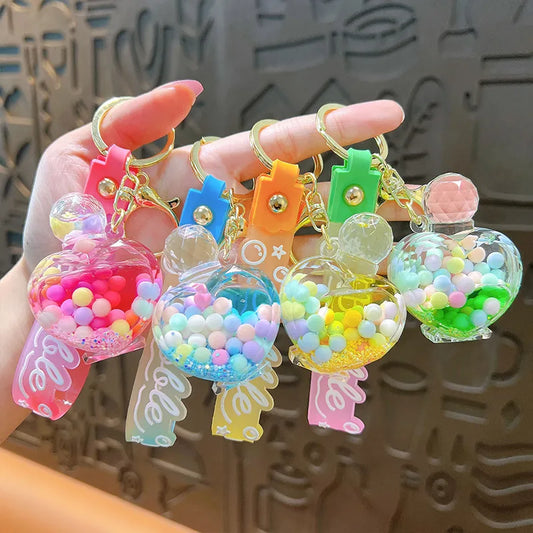 Acrylic Keychain Cute Sandflow Bottle Bag Pendant Toy Christmas Valentine Wedding Graduation Birthday Gift Keyring Decoration