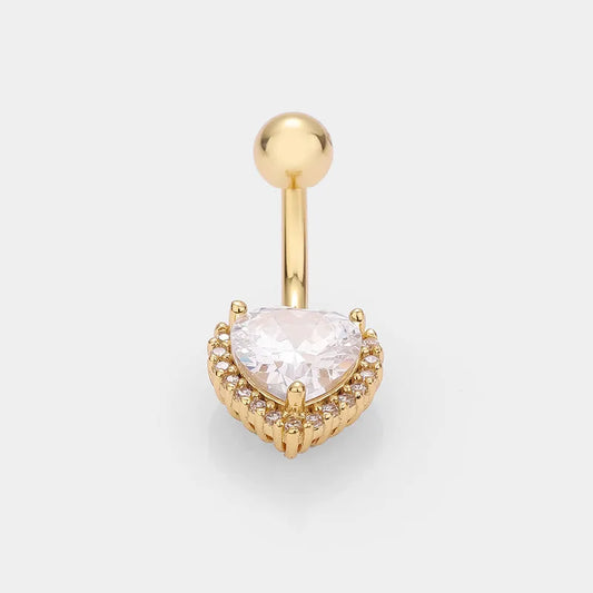 1 Piece Belly Rings Simple Style Classic Style Heart Shape Cat 316L Stainless Steel Plating Inlay Zircon 14K Gold Plated Belly Rings