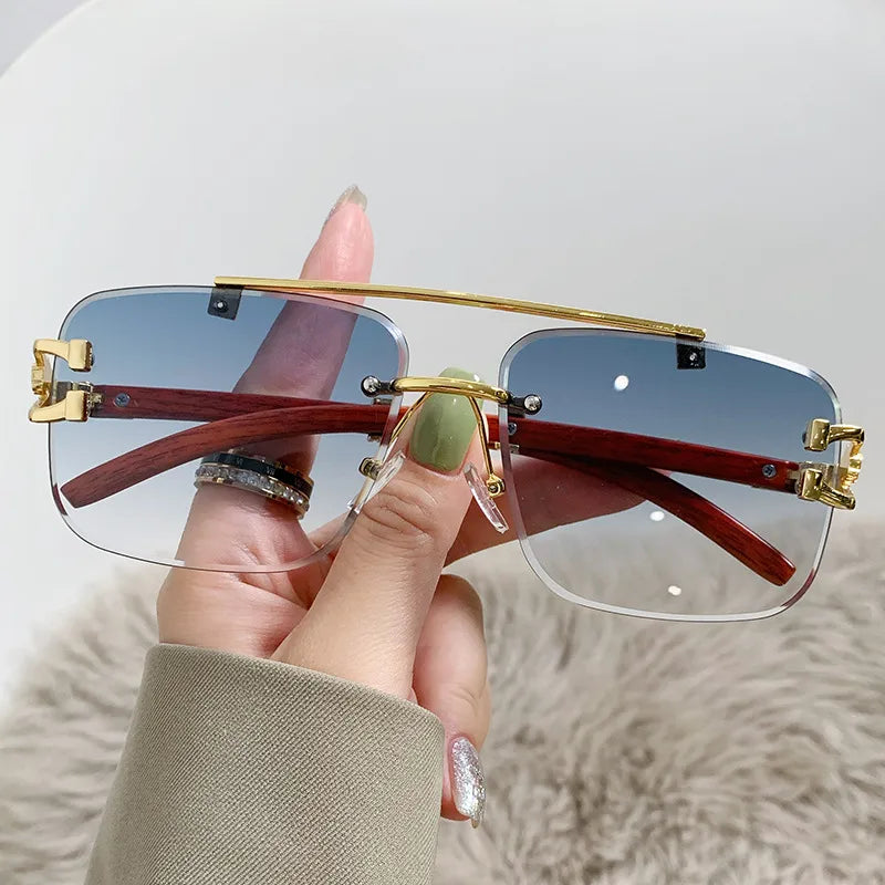 Simple Style Classic Style Color Block Ac Square Frameless Women's Sunglasses