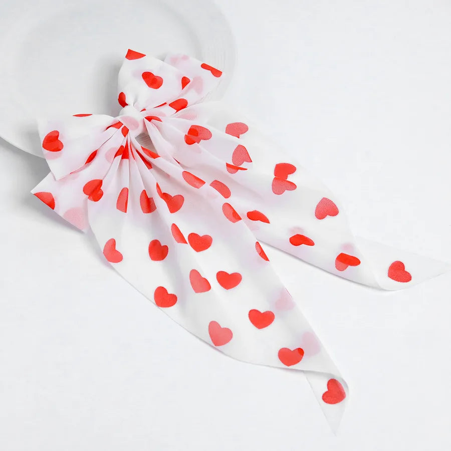 Elegant Lady Sweet Women's Heart Shape Bow Knot Cloth Hair Clip