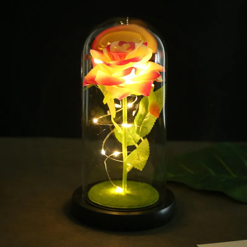 Romantic Rose Plastic Wood Glass Artificial flowers