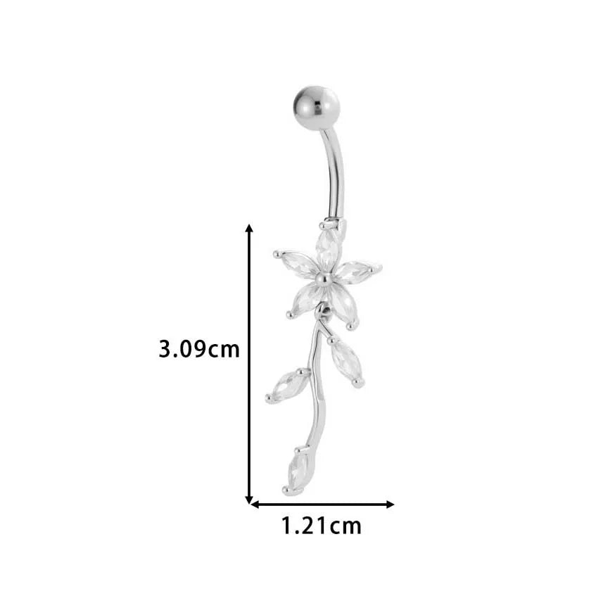 1 Piece Belly Rings IG Style Simple Style Classic Style Cross Flower Butterfly Copper Cross Flowers Butterfly Zircon Belly Rings