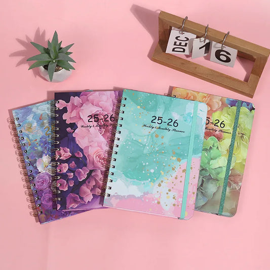 Daily Planner Notebook A5 Customizable English Weekly Diary Bound Wirebound Notebook Romantic Blue Snow Color Party Souvenir