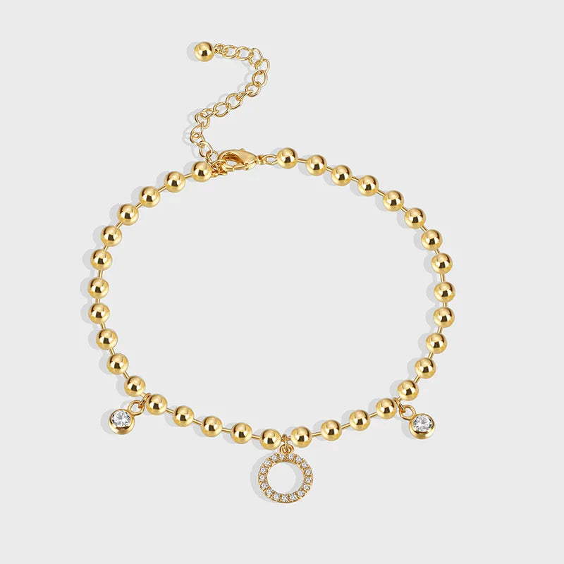 Wholesale Jewelry Modern Style Solid Color Copper Zircon Inlay Anklet