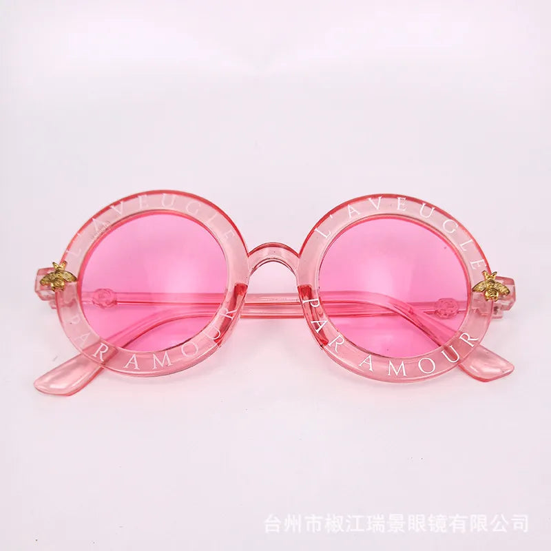 Factory in stock wholesale new children's glasses round sunglasses small bee baby colorful sunglasses