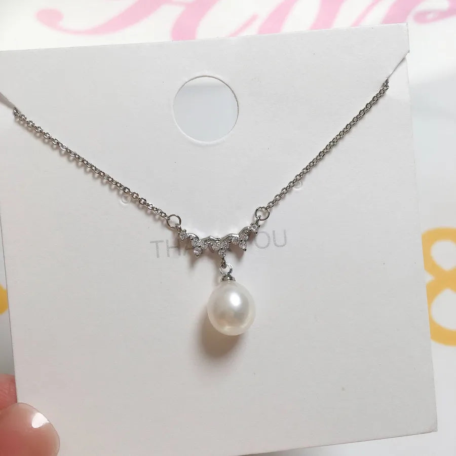 New High Quality Craft Natural Freshwater Pearl Pendant Wave Clavicle Chain Copper Plated Real Gold Super Color Preservation Necklace