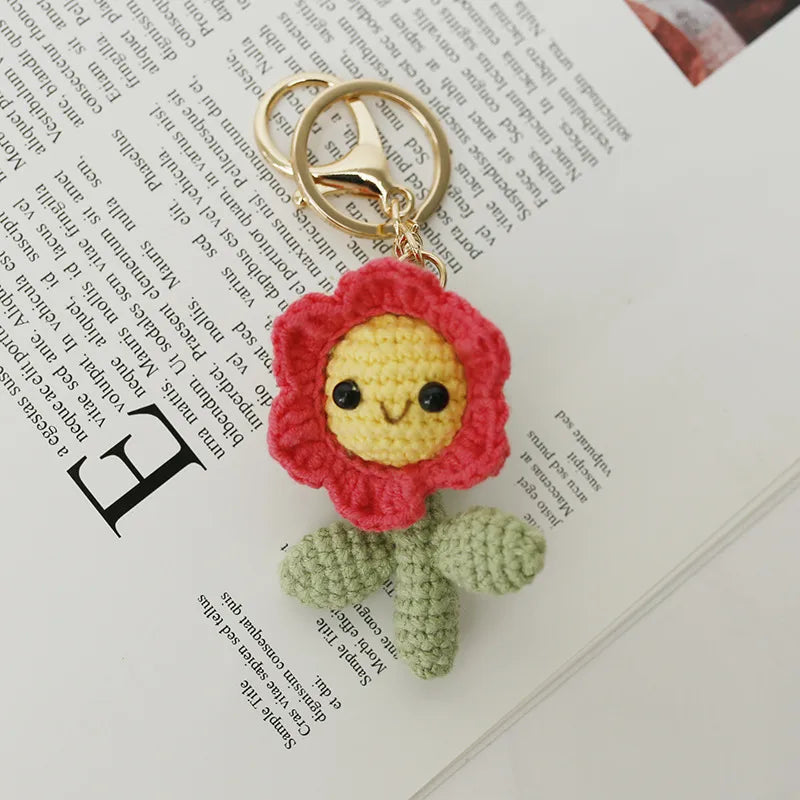 1 Piece Cute Pastoral Flower yarn Women's Bag Pendant Keychain